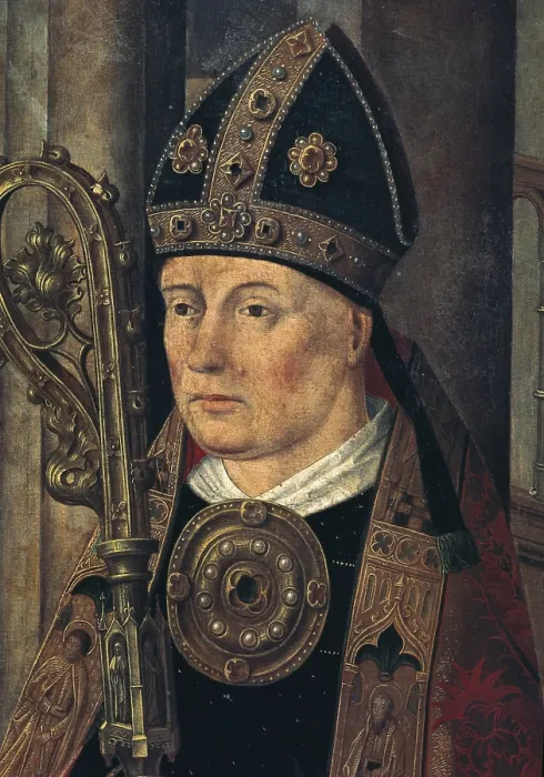 Framed Print : Isidore of Sevilla, Saint (560-636). Doctor of the Church and bishop of Sevilla. Right panel of the altarpiece of the Chancellor SAnchez de Logrono. c. 1480-c. 1490. Detail Framed Print : Isidore of Sevilla, Saint (560-636). Doctor of the Church and bishop of Sevilla. Right panel of the altarpiece of the Chancellor SAnchez de Logrono. c. 1480-c. 1490. Detail