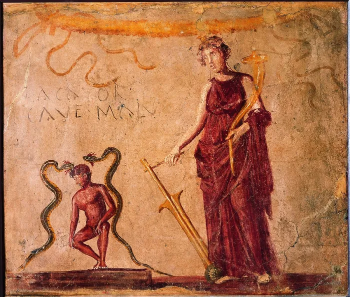 Framed Print : Isis Fortuna, by unknown artist, 45-79, 1st Century A.D. ripped fresco, 72 x 86 cm - Italy, Campania, Naples, National Archaeological Museum, Room LXXV, inv. 112285