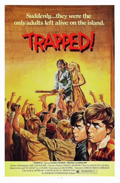 Framed Print : ISLAND OF THE DAMNED, (aka TRAPPED, aka WHO CAN KILL A CHILD?, aka QUIEN PUEDE MATAR A UN NINO?), from left: Lewis Fiander, Prunella Ransome, poster art, 1976