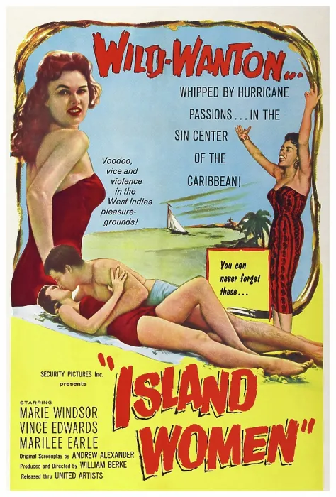 Framed Print : ISLAND WOMEN, US poster art, from left: Marilee Earle, Vince Edwards, Marie Windsor, 1958 Framed Print : ISLAND WOMEN, US poster art, from left: Marilee Earle, Vince Edwards, Marie Windsor, 1958