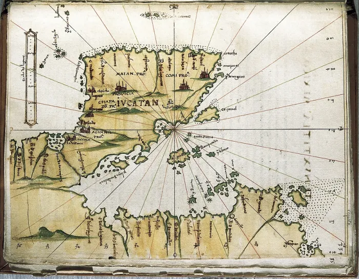 Framed Print : Islario General (16th c.), work by Alonso de Santa Cruz. Map of Central America and Peru. SPAIN. Madrid. National Library. - J Framed Print : Islario General (16th c.), work by Alonso de Santa Cruz. Map of Central America and Peru. SPAIN. Madrid. National Library. - J