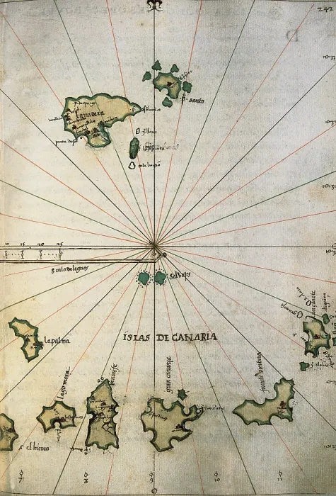 Framed Print : Islario general de todas las islas del mundo ('Islands world map'), 1560. Alonso de Santa Cruz's work, commissioned by Philip II. Canary islands. SPAIN. Madrid