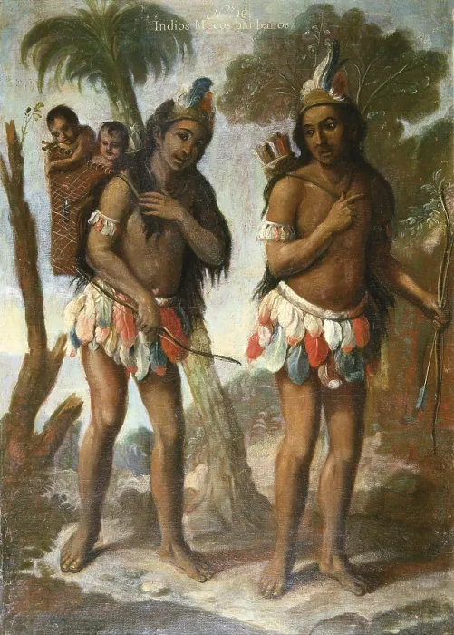 Framed Print : ISLAS, Andres de (18th c.). Barbarian Meco Indians. 1774. Casta paintings. Mexican school. Colonial baroque. Oil on canvas. SPAIN. Madrid. America's Museum
