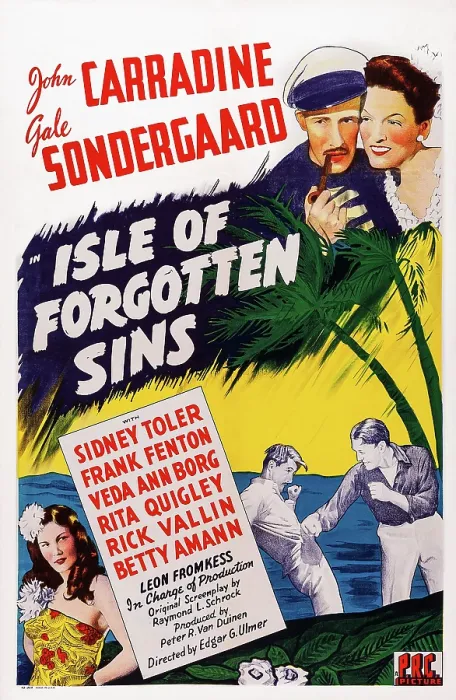 Framed Print : ISLE OF FORGOTTEN SINS, US poster art, top from left: John Carradine, Gale Sondergaard, 1943
