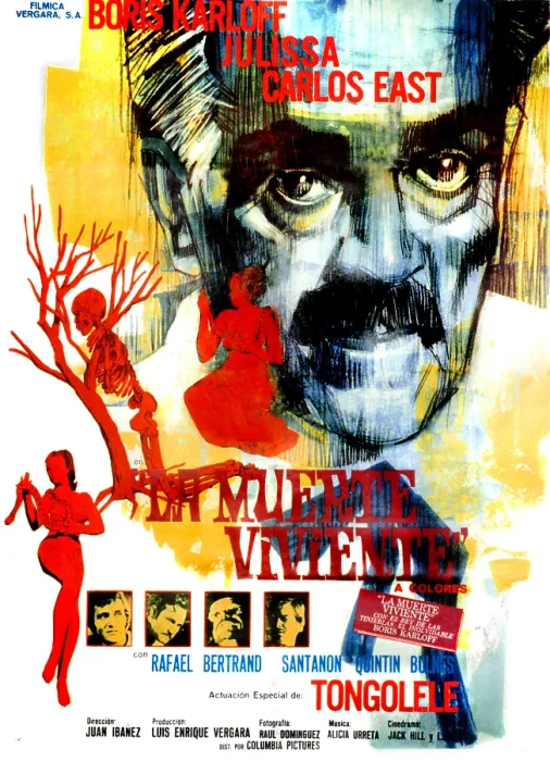 Framed Print : ISLE OF THE SNAKE PEOPLE, (aka LA MUERTE VIVIENTE aka SNAKE PEOPLE, aka ISLE OF THE LIVING DEAD), Mexican poster art, Boris Karloff (top), 1971