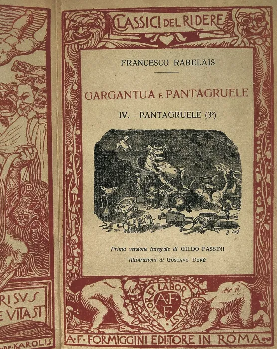Framed Print : Italian edition of 'Gargantua and Pantagruel' by Franois Rabelais, with illustrations by Gustave Dor. SPAIN. Madrid. National Library