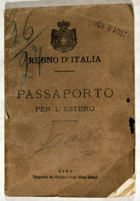 Framed Print : Italian Passport. Italian passport issued to Lucia Forgnone and her son Giuseppe Boggio, who immigrated from Italy to Nevada, 1909 Framed Print : Italian Passport. Italian passport issued to Lucia Forgnone and her son Giuseppe Boggio, who immigrated from Italy to Nevada, 1909