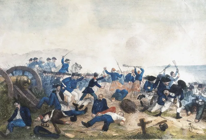 Framed Print : Italian unification (1859). Battle of Palestro (May 30th). The piedmonteses and the French army conquer the Austrians. Litography. AISA / Everett Collection (40234)**US SALES ONLY** Framed Print : Italian unification (1859). Battle of Palestro (May 30th). The piedmonteses and the French army conquer the Austrians. Litography. AISA / Everett Collection (40234)**US SALES ONLY**