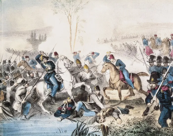 Framed Print : Italian unification (1860).Battle of the Sesiabetween Vercelli and Lomellina. General Cialdini. Litography. ITALY. Rome Framed Print : Italian unification (1860).Battle of the Sesiabetween Vercelli and Lomellina. General Cialdini. Litography. ITALY. Rome
