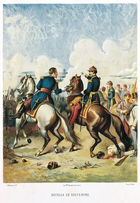 Framed Print : Italian Unification. Battle of Solferino (24th June 1859). Litography. AISA / Everett Collection**US SALES ONLY** Framed Print : Italian Unification. Battle of Solferino (24th June 1859). Litography. AISA / Everett Collection**US SALES ONLY**