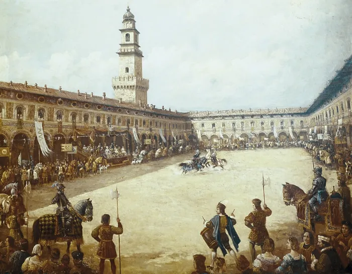 Framed Print : Italy (15th c.). Duchy of Milan. Milan: tournament held under Ludovico Sforza's government. Painting. - BeBa / Iberfoto / Everett Collection (381932)**US SALES ONLY** Framed Print : Italy (15th c.). Duchy of Milan. Milan: tournament held under Ludovico Sforza's government. Painting. - BeBa / Iberfoto / Everett Collection (381932)**US SALES ONLY**