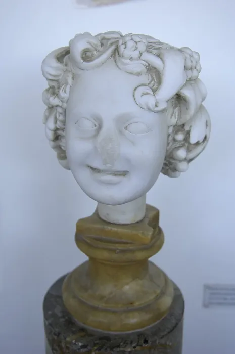 Framed Print : ITALY. Anacapri. Capri Island. Villa San Michele. Axel Munthe's former house. Head of a 'Fanciulla ridente' (smiling young girl)
