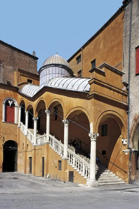 Framed Print : ITALY. EMILIA-ROMAGNA. FERRARA. Ferrara. Staircase in the inner yard of Palazzo Communale, building by Pietro Benvenuti (Venetian Renaissance, 1481)