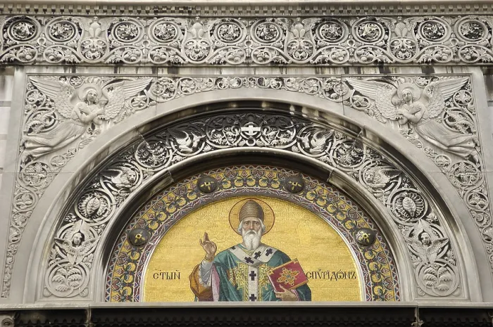 Framed Print : ITALY. Trieste. Church of San Spiridione. Detail of the faade of the Church of San Spiridione, of the Greek-orthodox community. Architecture