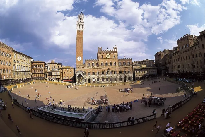 Framed Print : ITALY. TUSCANY. SIENA. Siena. Piazza del Campo and Mangia Tower. AISA / Everett Collection**US SALES ONLY**