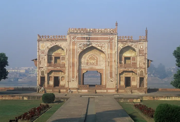 Framed Print : Itimad-ud-Daulah Mausoleum, 1622 - 1628, 17th Century, sandstone and white marble - India, Agra, Itimad-ud-Daulah Mausoleum. Whole artwork view