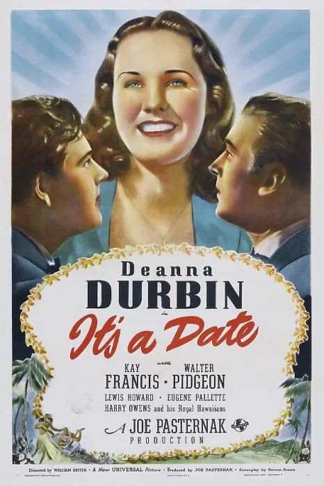 Framed Print : IT'S A DATE, US poster art, top from left: Lewis Howard, Deanna Durbin, Walter Pidgeon, bottom left: Kay Francis, 1940