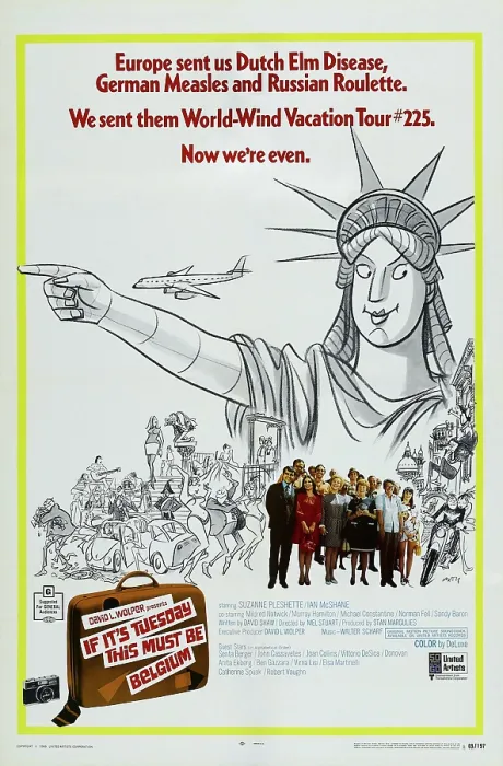 Framed Print : IF IT'S TUESDAY, THIS MUST BE BELGIUM, US poster, front from left: Ian McShane, Suzanne Pleshette, Pamela Britton, Peggy Cass, Murray Hamilton, Hillary Thompson Framed Print : IF IT'S TUESDAY, THIS MUST BE BELGIUM, US poster, front from left: Ian McShane, Suzanne Pleshette, Pamela Britton, Peggy Cass, Murray Hamilton, Hillary Thompson