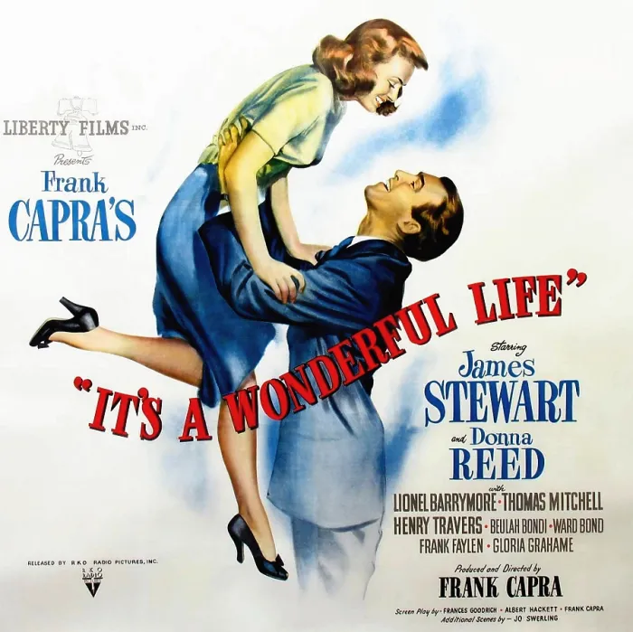 Framed Print : IT'S A WONDERFUL LIFE, l-r: Donna Reed, James Stewart on poster art, 1946