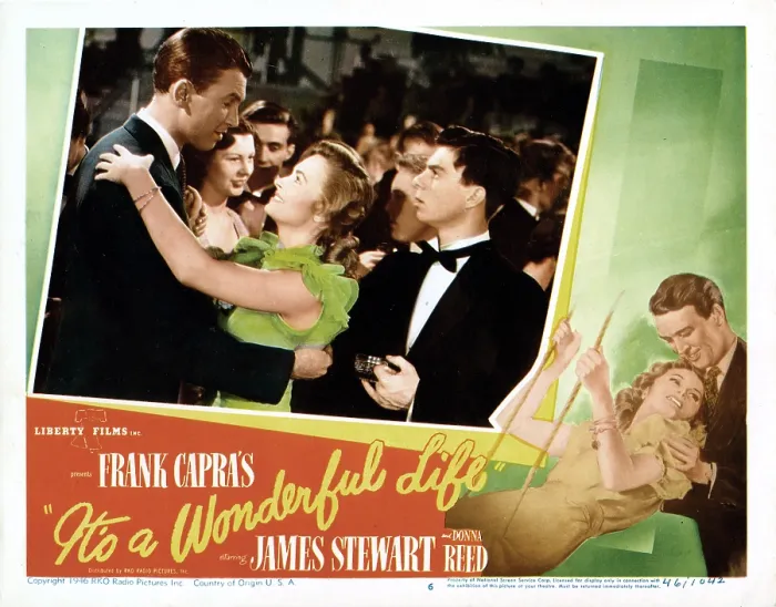 Framed Print : IT'S A WONDERFUL LIFE, top from left: James Stewart, Donna Reed, Carl Alfalfa Switzer, bottom right: Donna Reed, James Stewart, 1946