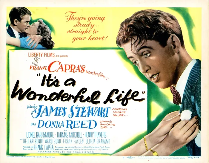 Framed Print : IT'S A WONDERFUL LIFE, top left from left: James Stewart, Donna Reed, right: James Stewart, 1946