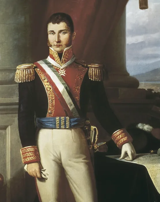 Framed Print : ITURBIDE, Agustin (1783-1824). Mexican general and statesman. Emperor of Mexico (1822-1823). Portrait of 1865 by Primitivo de Miranda. Neoclassicism. Oil on canvas. MEXICO