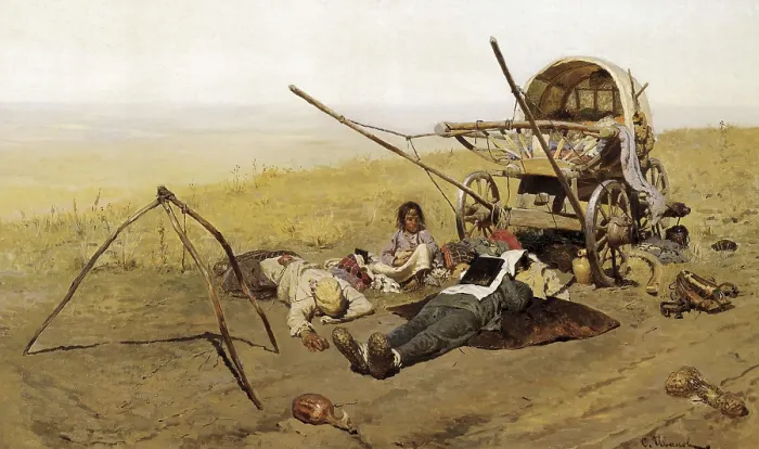 Framed Print : IVANOV, Sergei Vasilievich (1864-1910). Migrant's Death. 1889. Realism. Oil on canvas. RUSSIA. Moscow. Tretyakov Gallery. AISA / Everett Collection**US SALES ONLY**