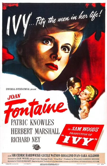 Framed Print : IVY, US poster, from top: Joan Fontaine, Herbert Marshall, Joan Fontaine, 1947