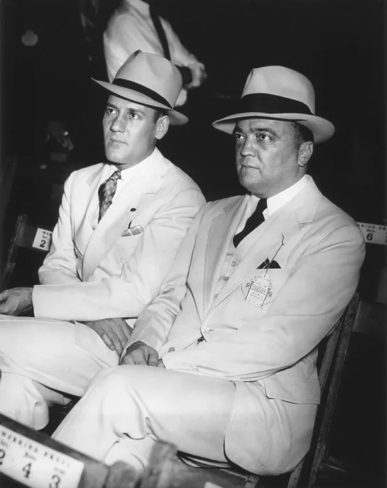 Framed Print : J. Edgar Hoover and Clyde Tolson at the Joe Louis-Jack Sharkey fight. Aug. 18, 1936, New York City. (BSLOC_2014_7_85) Framed Print : J. Edgar Hoover and Clyde Tolson at the Joe Louis-Jack Sharkey fight. Aug. 18, 1936, New York City. (BSLOC_2014_7_85)