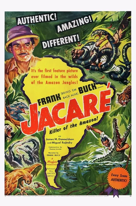 Framed Print : JACARE, (aka JACARE, KILLER OF AMAZONE), US poster art, top left: Frank Buck, 1942