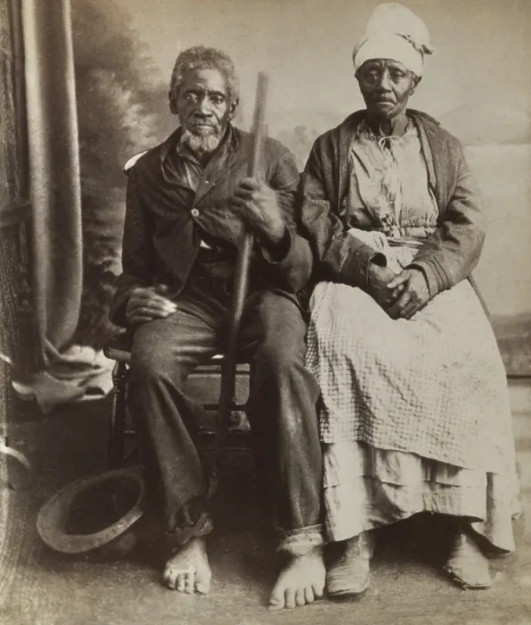 Framed Print : Jack and Abby Landlord, freed slaves in Savannah, Georgia, 1875. The elderly couple were enslaved until the end of the Civil War, when emancipated in old age
