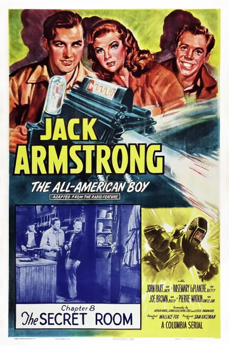Framed Print : JACK ARMSTRONG, (aka JACK ARMSTRONG: THE ALL-AMERICAN BOY), US poster art, inset center: John Hart; Chapter 8: The Secret Room, 1947