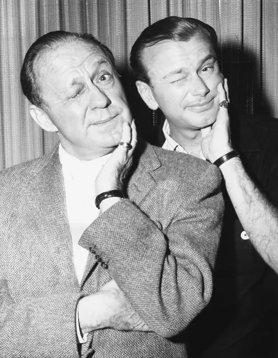 Framed Print : Jack Benny and Jack Parr pose with similar facial expressions, Dec. 2, 1959 Framed Print : Jack Benny and Jack Parr pose with similar facial expressions, Dec. 2, 1959