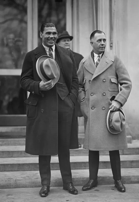 Framed Print : Jack Dempsey and his Manager, Jack Kearns, at the White House, Feb. 22, 1924. (BSLOC_2015_17_73)