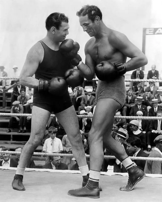 Framed Print : Jack Dempsey and Max Baer at an exhibition fight in Atlantic City, New Jersey, 1933. Courtesy: CSU Archives / Everett Collection Framed Print : Jack Dempsey and Max Baer at an exhibition fight in Atlantic City, New Jersey, 1933. Courtesy: CSU Archives / Everett Collection