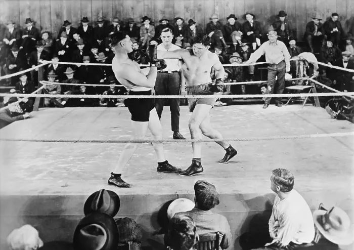 Framed Print : Jack Dempsey, World Heavyweight Champion. Boxing in the ring, ca. 1922-26. (BSLOC_2015_17_68)