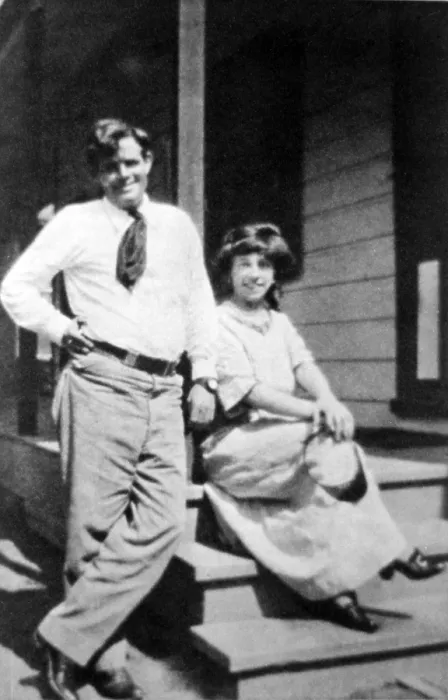 Framed Print : Jack London (1876-1916), American author with his second wife, Charmian Kittredge, seated on a porch, 1914 Framed Print : Jack London (1876-1916), American author with his second wife, Charmian Kittredge, seated on a porch, 1914