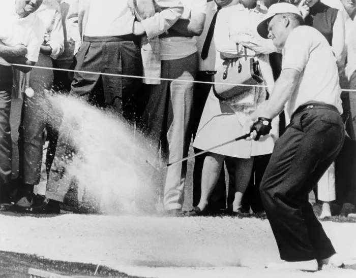 Framed Print : Jack Nicklaus hitting golf ball out of sand trap in 1965 Framed Print : Jack Nicklaus hitting golf ball out of sand trap in 1965