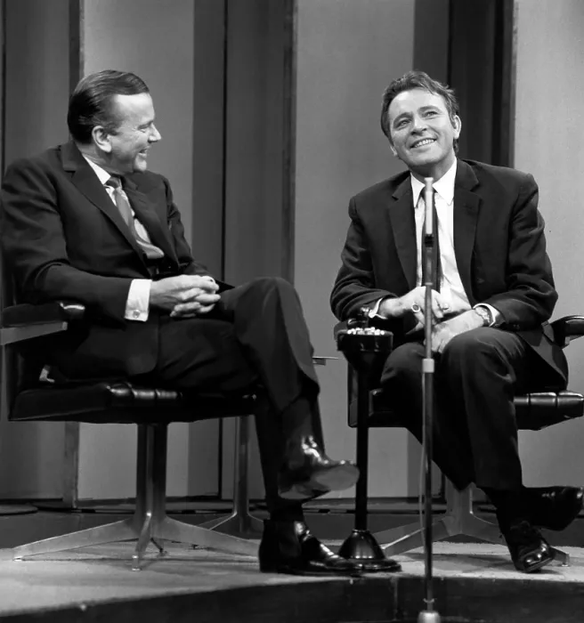 Framed Print : THE JACK PAAR PROGRAM, from left, Jack Paar, Richard Burton, ca. mid-1960s