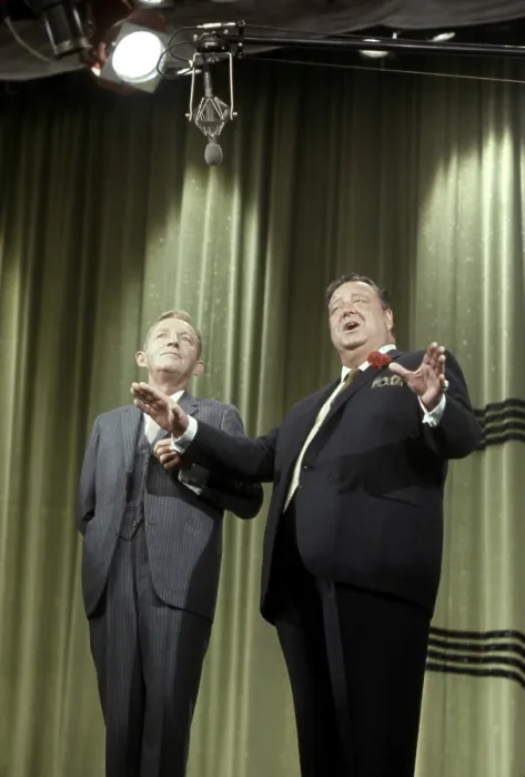 Framed Print : THE JACKIE GLEASON SHOW, from left, Bing Crosby, Jackie Gleason, episode aired November 25, 1967