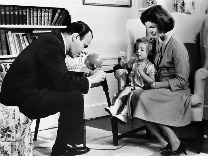 Framed Print : Jacqueline Kennedy during an interview by CBS Television's Sander Vanocur during the 1960 presidential campaign. Oct 1. 1960. (CSU_ALPHA_793) CSU Archives / Everett Collection