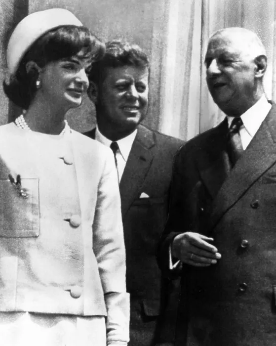 Framed Print : Jacqueline Kennedy, President John F. Kennedy and French President Charles de Gaulle, 1963. Courtesy: CSU Archives / Everett Collection