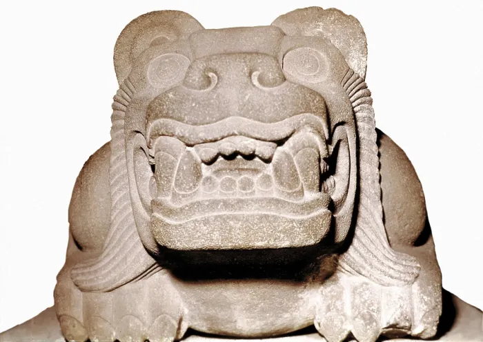 Framed Print : Jaguar shape Cuauhxicalli. Late Post-classical period. Sacred receptacle for the hearts of sacrified. Aztec art. Sculpture on rock. MEXICO. Mexico City