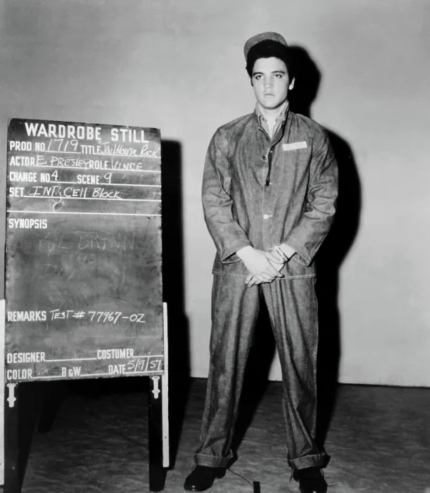 Framed Print : JAILHOUSE ROCK, Elvis Presley wardrobe test, 1957