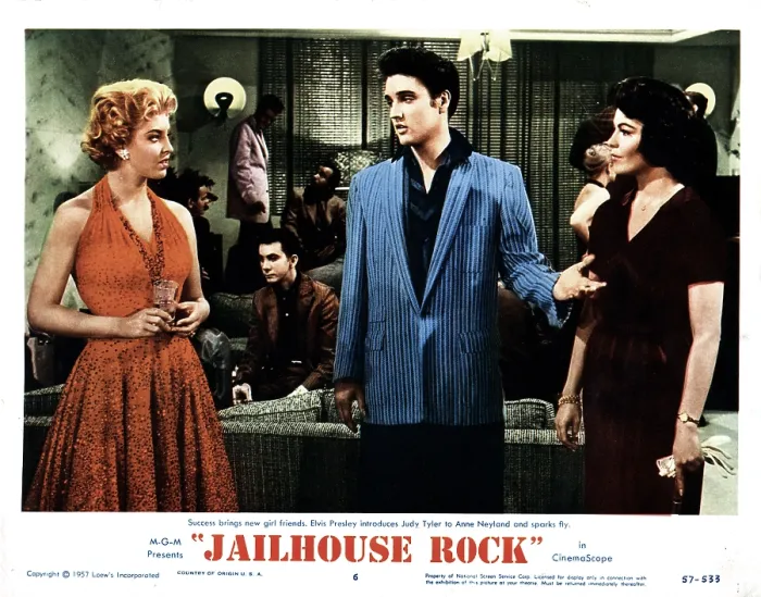 Framed Print : JAILHOUSE ROCK, from left, Jennifer Holden, Elvis Presley, Judy Tyler, 1957