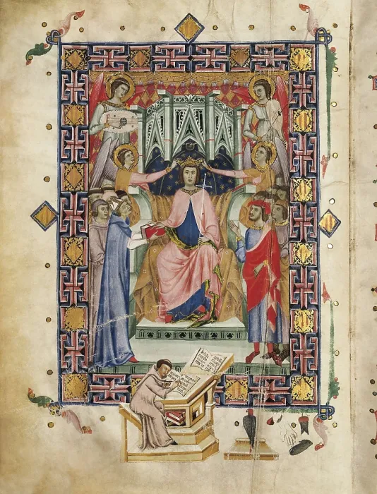 Framed Print : Jaime II (1243-1311). 'LLibre de les Franqueses i Privilegis del Regne de Mallorca'. Folio 13v. Coronation of the king. Gothic art. Miniature Painting. SPAIN