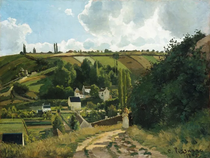 Framed Print : Jalais Hill, Pontoise, by Camille Pissarro, 1867, French impressionist painting, oil on canvas