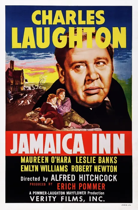 Framed Print : JAMAICA INN, US poster art, from front left: Maureen O'Hara, Robert Newton, Charles Laughton, 1939