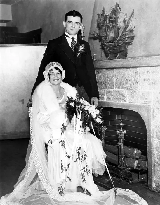 Framed Print : James Braddock and wife May on their wedding day, North Bergen, 1930