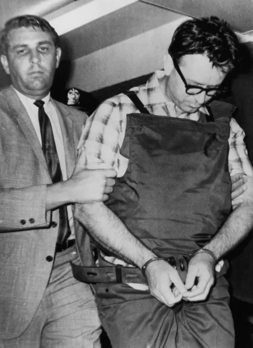 Framed Print : James Earl Ray, assassin of Dr. Martin Luther King Jr. being taken to his cell by Sheriff William Morris, upon his arrival in Memphis Tennessee, July 19, 1968 Framed Print : James Earl Ray, assassin of Dr. Martin Luther King Jr. being taken to his cell by Sheriff William Morris, upon his arrival in Memphis Tennessee, July 19, 1968